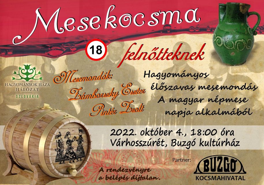 Mesekocsma felnőtteknek – A Hagyományok Háza Hálózat – Szlovákia programsorozata
