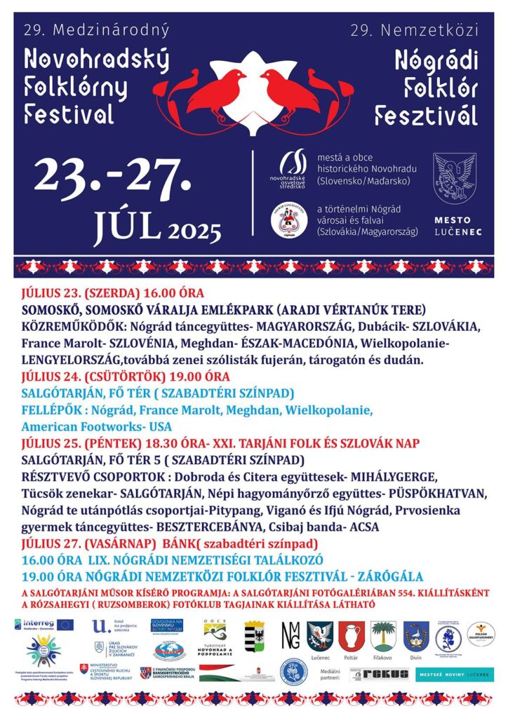 29. Nemzetközi Nógrádi Folklór Fesztivál magyarországi programja